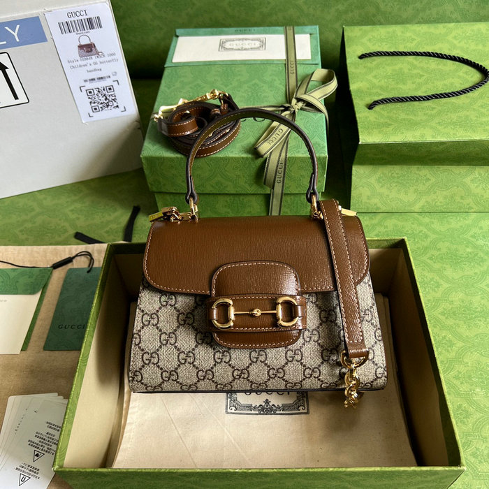 Gucci GG Supreme Horsebit 1955 top handle bag Beige 703848