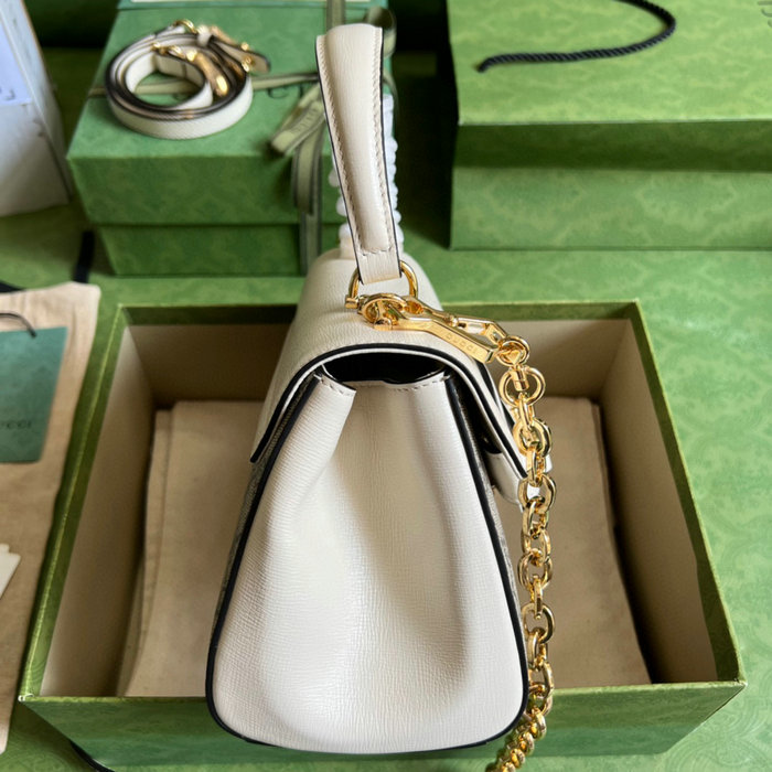 Gucci GG Supreme Horsebit 1955 top handle bag White 703848