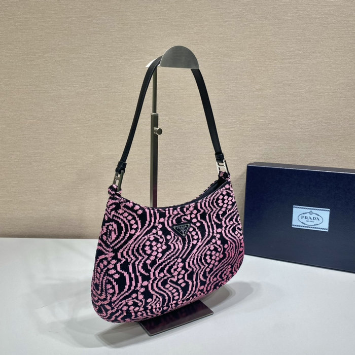 Prada Cleo jacquard knit and leather bag Pink 1BC499