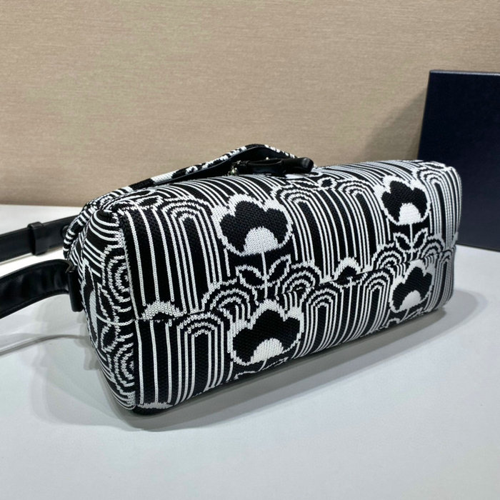 Prada Jacquard knit and leather Prada Signaux bag Black 1BC165