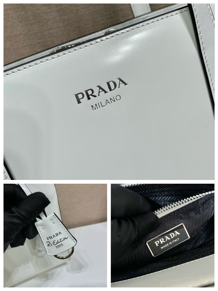 Prada Re-Edition 1995 brushed-leather medium handbag White 1BA350