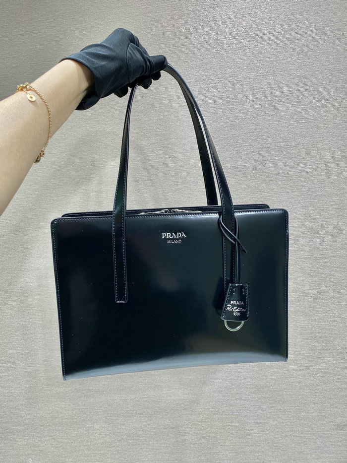 Prada Re-Edition 1995 brushed-leather medium handbag Black 1BA350