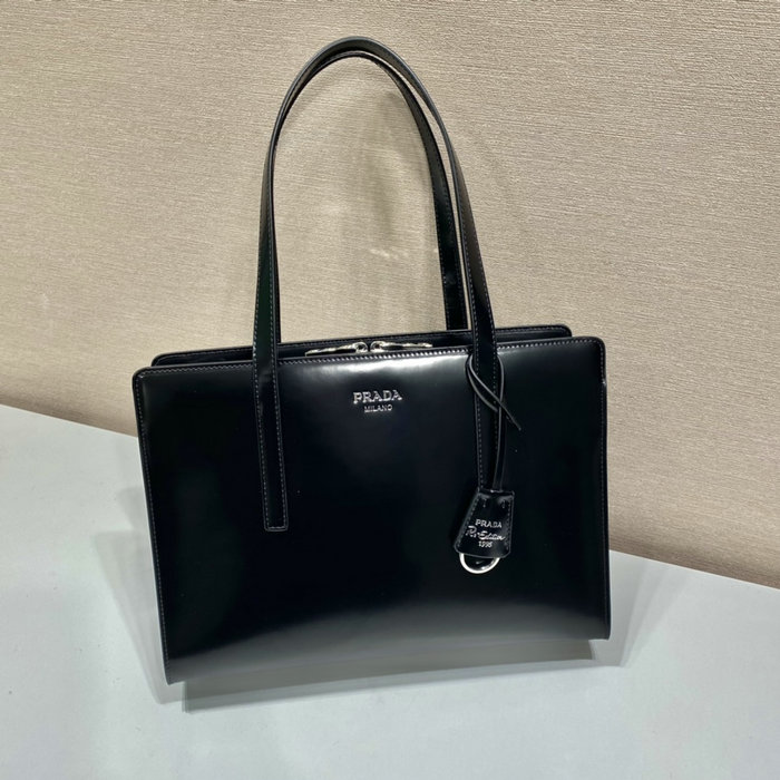 Prada Re-Edition 1995 brushed-leather medium handbag Black 1BA350