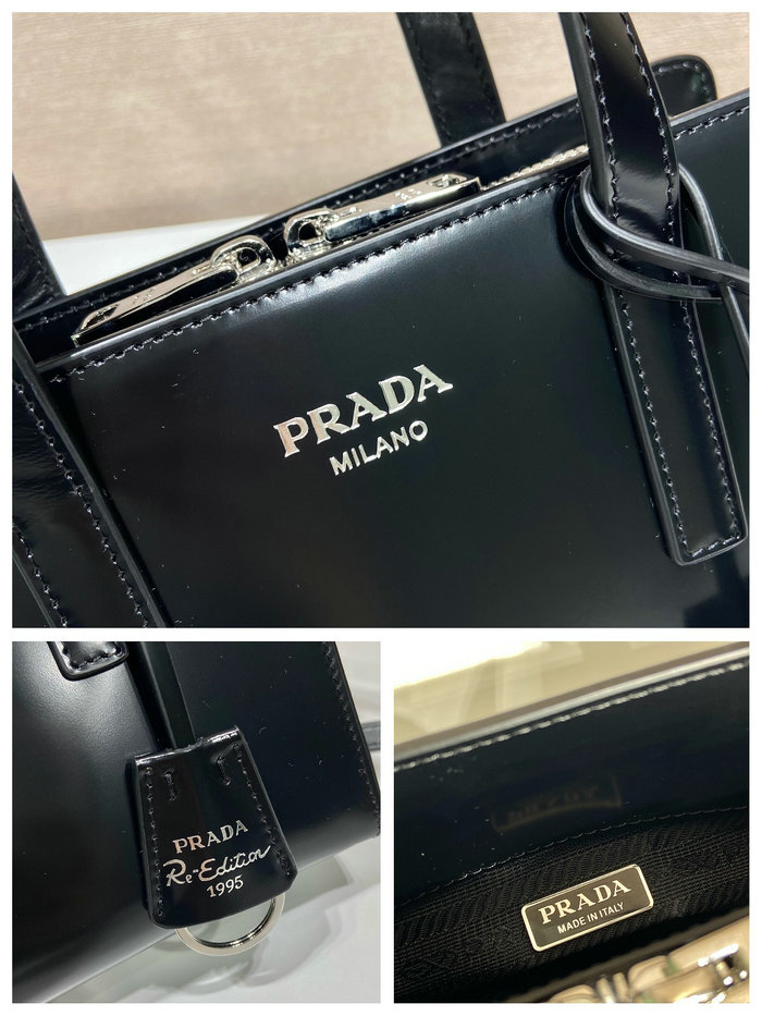 Prada Re-Edition 1995 brushed-leather mini handbag Black 1BA357