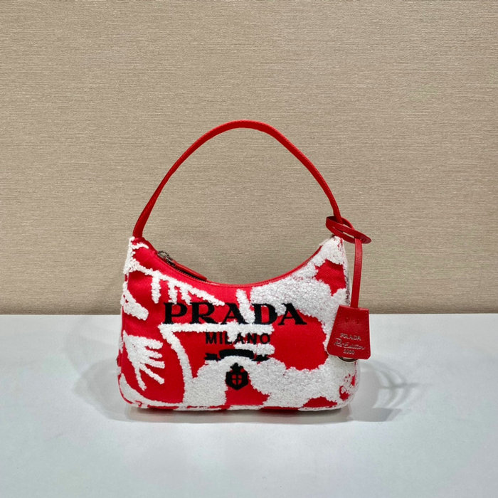 Prada Re-Edition 2000 embroidered drill mini bag Red 1NE515