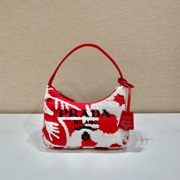 Prada Re-Edition 2000 embroidered drill mini bag Red 1NE515