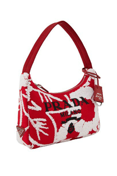 Prada Re-Edition 2000 embroidered drill mini bag Red 1NE515