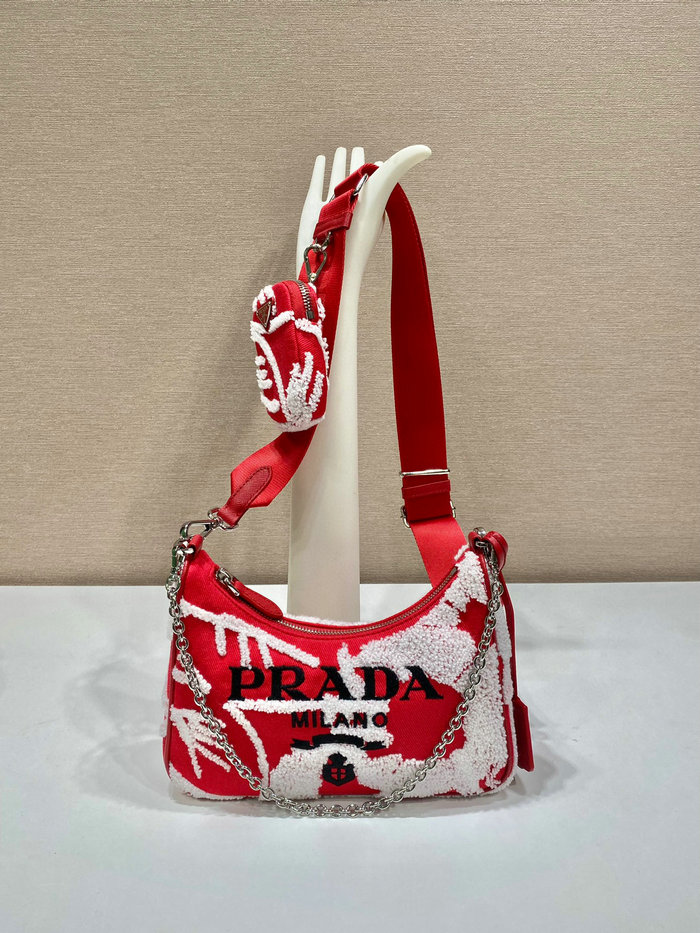 Prada Re-Edition 2005 embroidered drill mini bag Red 1BH204