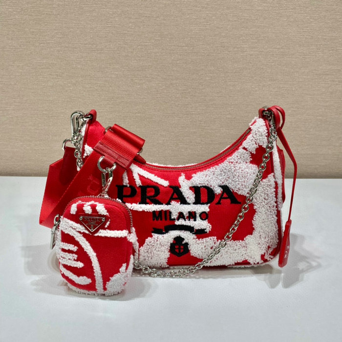 Prada Re-Edition 2005 embroidered drill mini bag Red 1BH204