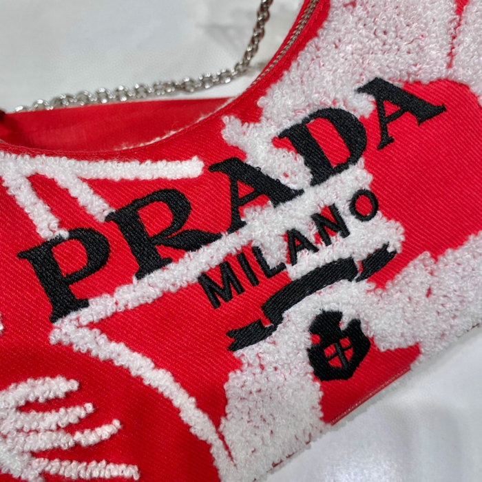 Prada Re-Edition 2005 embroidered drill mini bag Red 1BH204