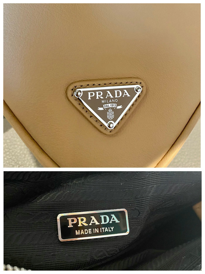 Prada Triangle leather pouch Beige 1NQ043