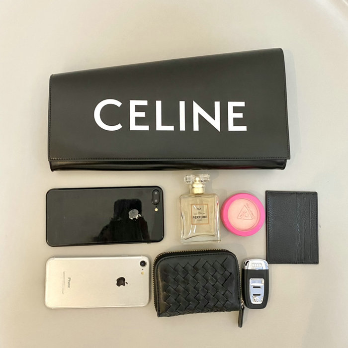 Celine Asymetric Clutch Black 35050