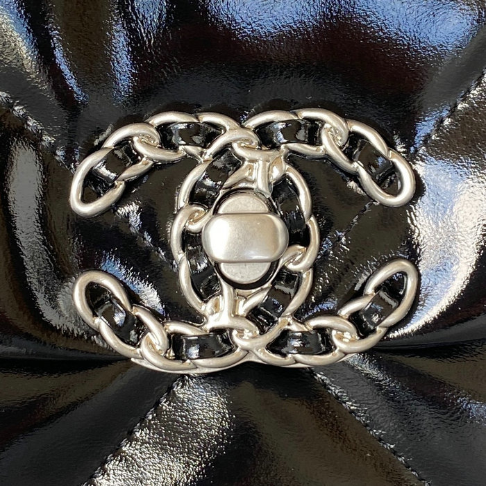 Chanel 19 Glossy Calfskin Handbag Black AS1160