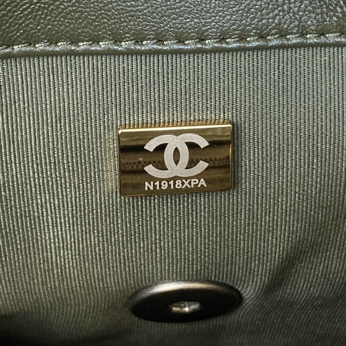 Chanel 19 Lambskin Flap Handbag Khaki AS1160