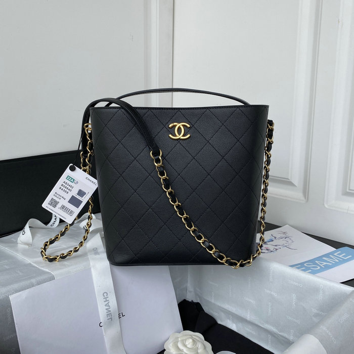 Chanel Calfskin Bucket Bag Black AS3452