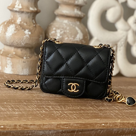 Chanel Lambskin Chain Wallet Black AP81227
