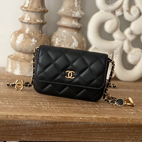 Chanel Lambskin Chain Wallet Black AP81228