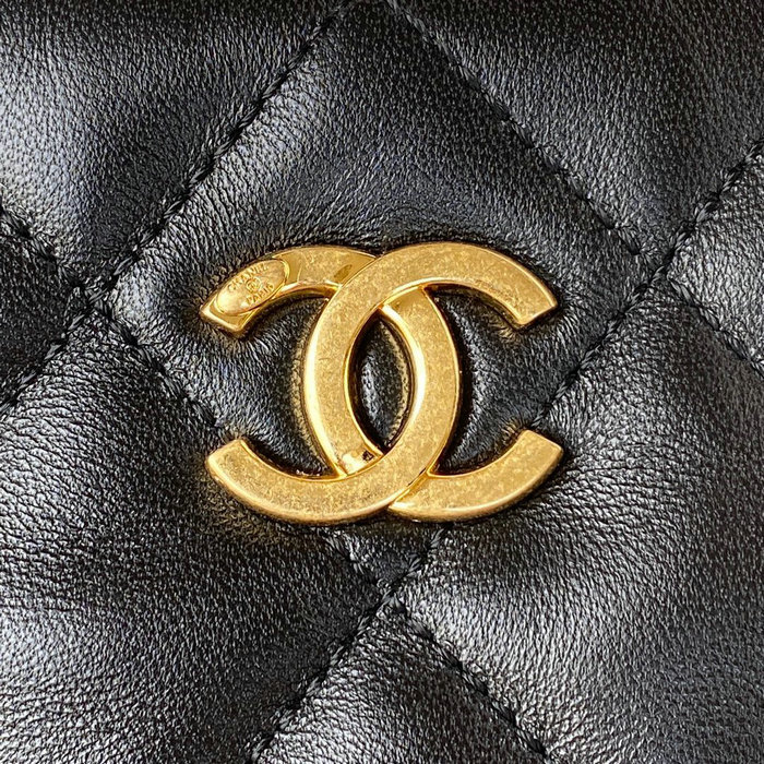 Chanel Lambskin HOBO HANDBAG Black AS3562