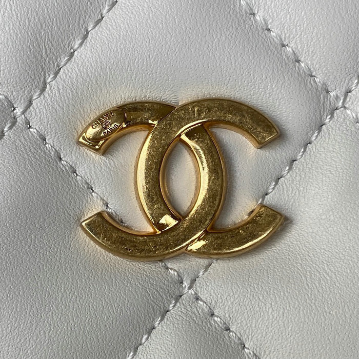 Chanel Lambskin HOBO HANDBAG White AS3562