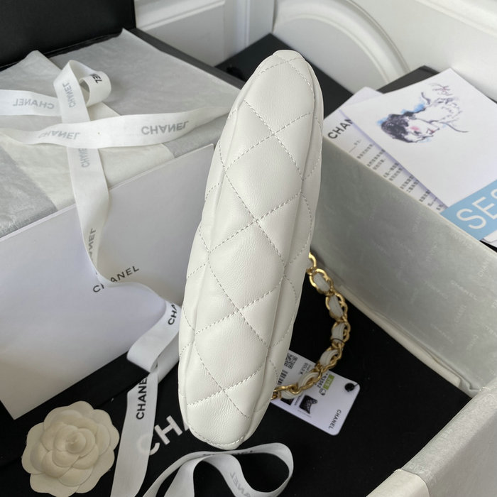 Chanel Lambskin HOBO HANDBAG White AS3562