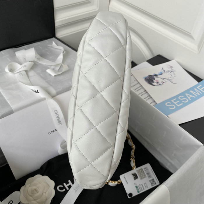 Chanel Lambskin HOBO HANDBAG White AS3631