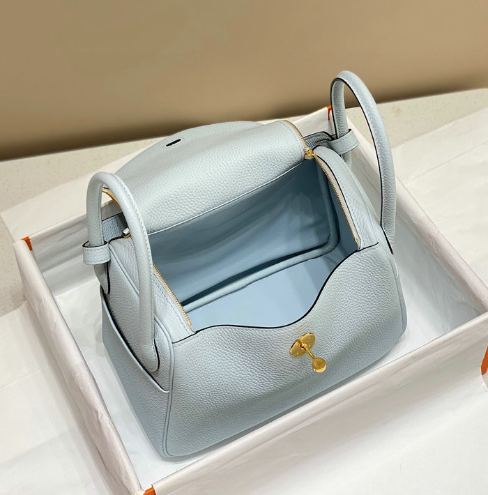 Hermes Clemence Leather Lindy Bag Bleu Brume HL1926323