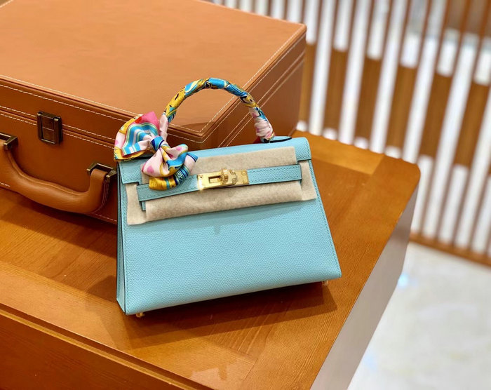 Hermes Mini Kelly II Bag Blue Atoll H82401