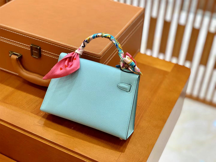 Hermes Mini Kelly II Bag Blue Atoll H82401