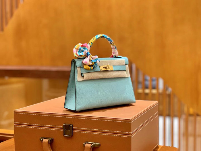 Hermes Mini Kelly II Bag Blue Atoll H82401