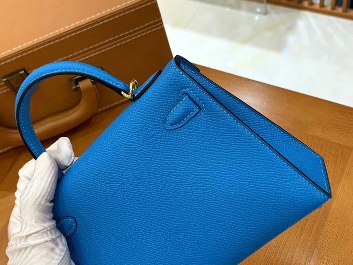 Hermes Mini Kelly II Bag Blue Hydra H82401