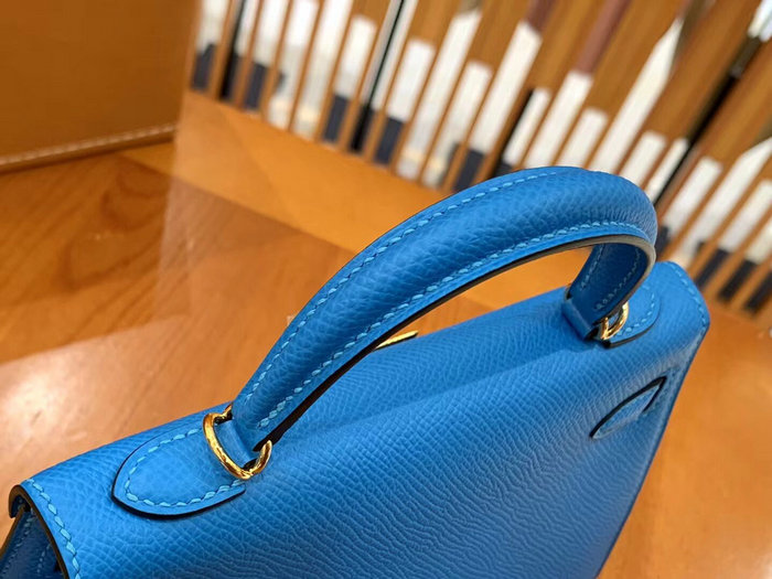 Hermes Mini Kelly II Bag Blue Hydra H82401