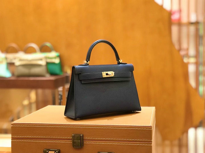 Hermes Mini Kelly II Bag Blue Saphir H82401