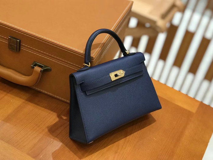 Hermes Mini Kelly II Bag Blue Saphir H82401