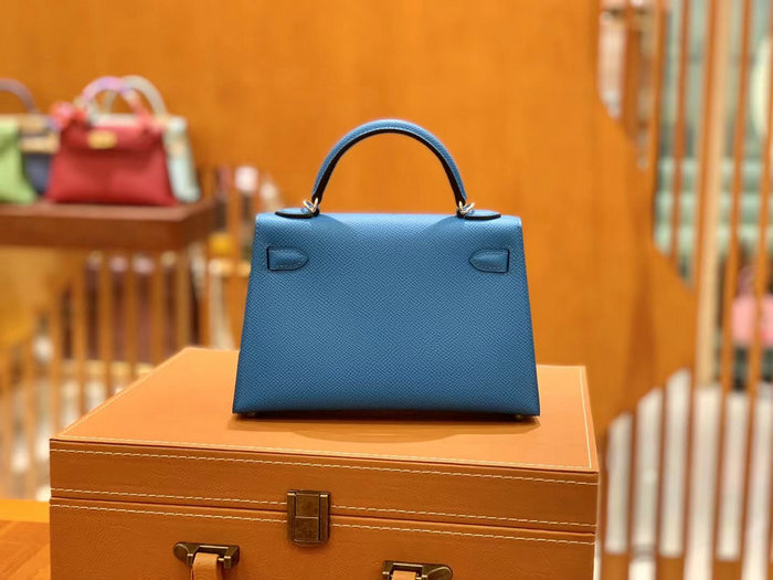 Hermes Mini Kelly II Bag Blue Zanzibar H82401