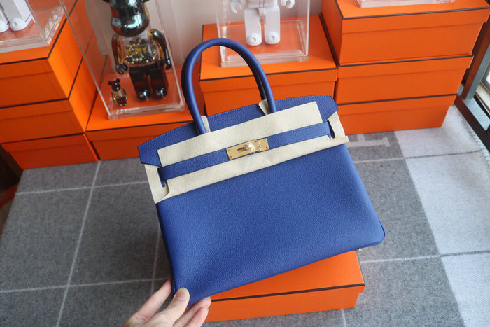 Hermes Togo Leather Birkin Bag Blue Electric HB303508