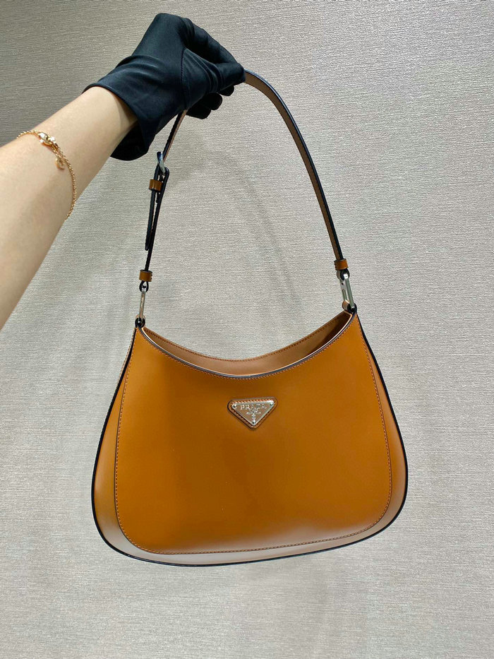 Prada Cleo Brushed Leather Shoulder Bag Brown 1BC156