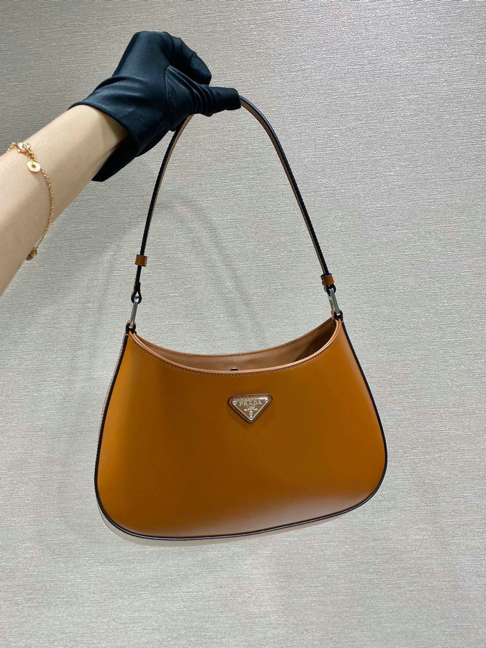 Prada Cleo Brushed Leather Shoulder Bag Brown 1BC499