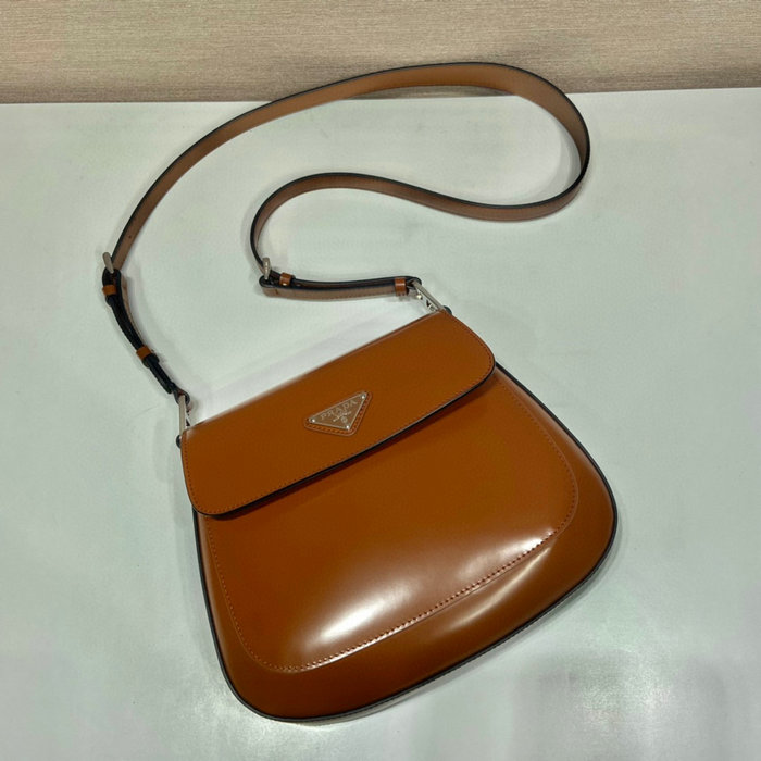 Prada Cleo brushed leather shoulder bag Brown 1BD303