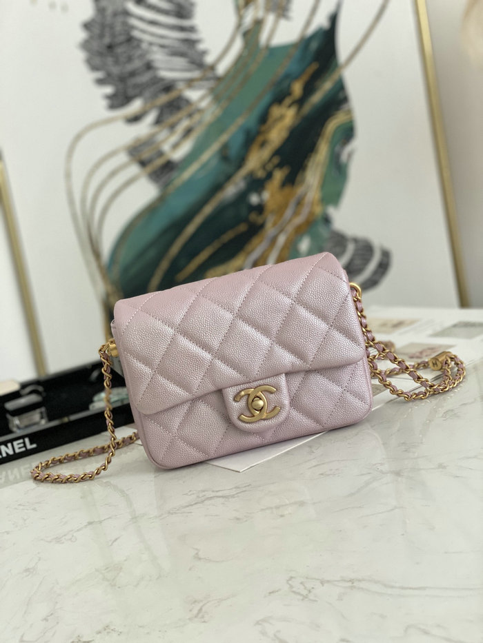 Small Chanel Grained Calfskin Bag Shiny Pink AS2855