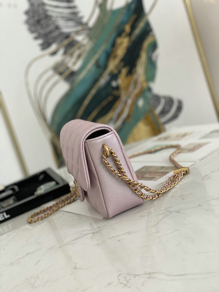 Small Chanel Grained Calfskin Bag Shiny Pink AS2855