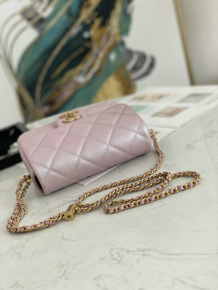 Small Chanel Grained Calfskin Bag Shiny Pink AS2855