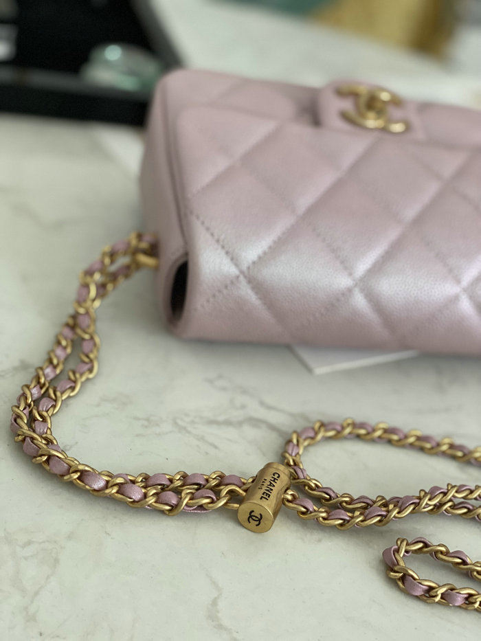 Small Chanel Grained Calfskin Bag Shiny Pink AS2855