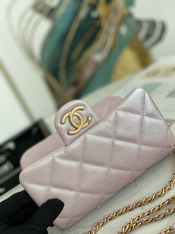 Small Chanel Grained Calfskin Bag Shiny Pink AS2855