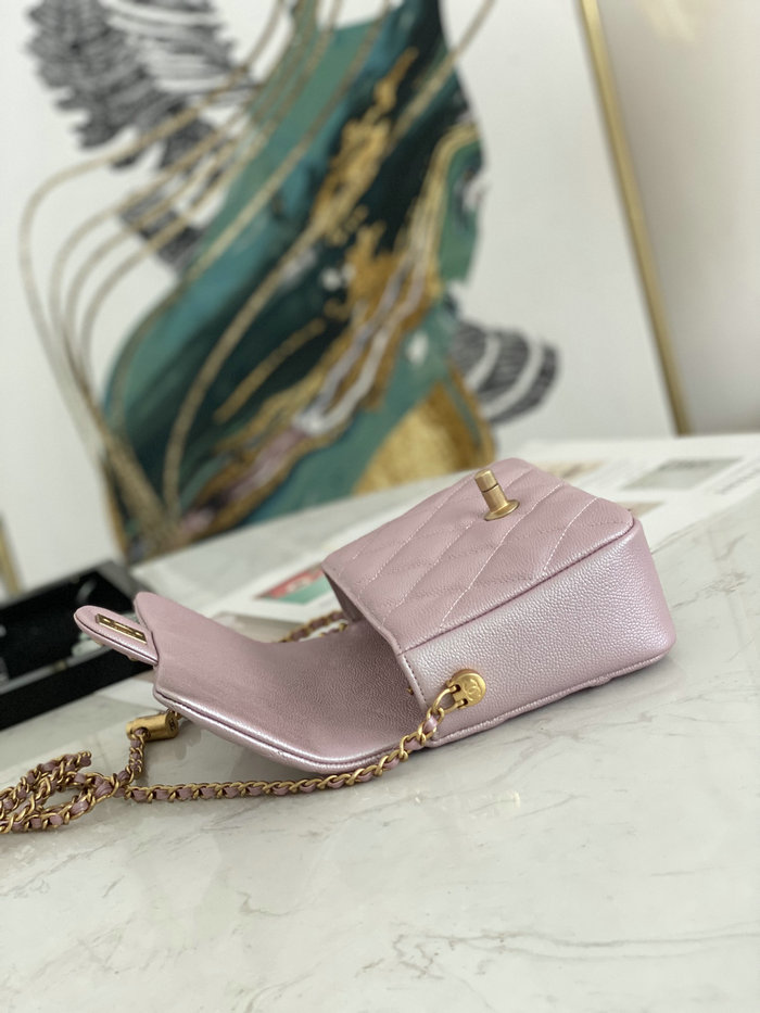 Small Chanel Grained Calfskin Bag Shiny Pink AS2855