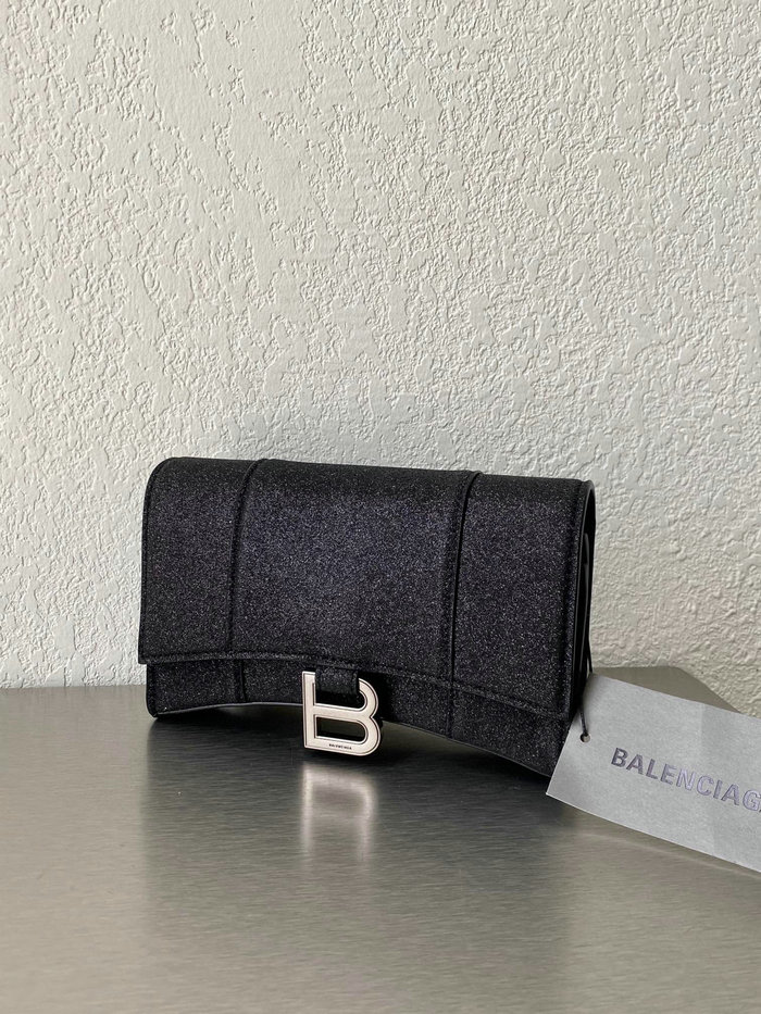 Balenciaga Hourglass XS Wallet On Chain Black 656050