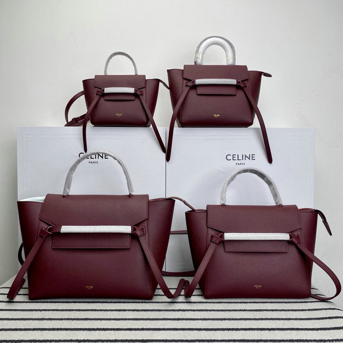 Celine Grained Calfskin Belt Bag Burgundy C10221