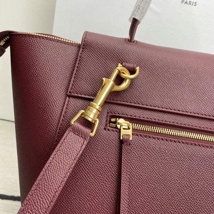 Celine Grained Calfskin Belt Bag Burgundy C10221