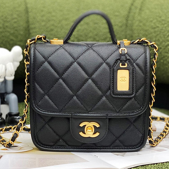 Chanel 22k Mini Flap Bag Black AS3652