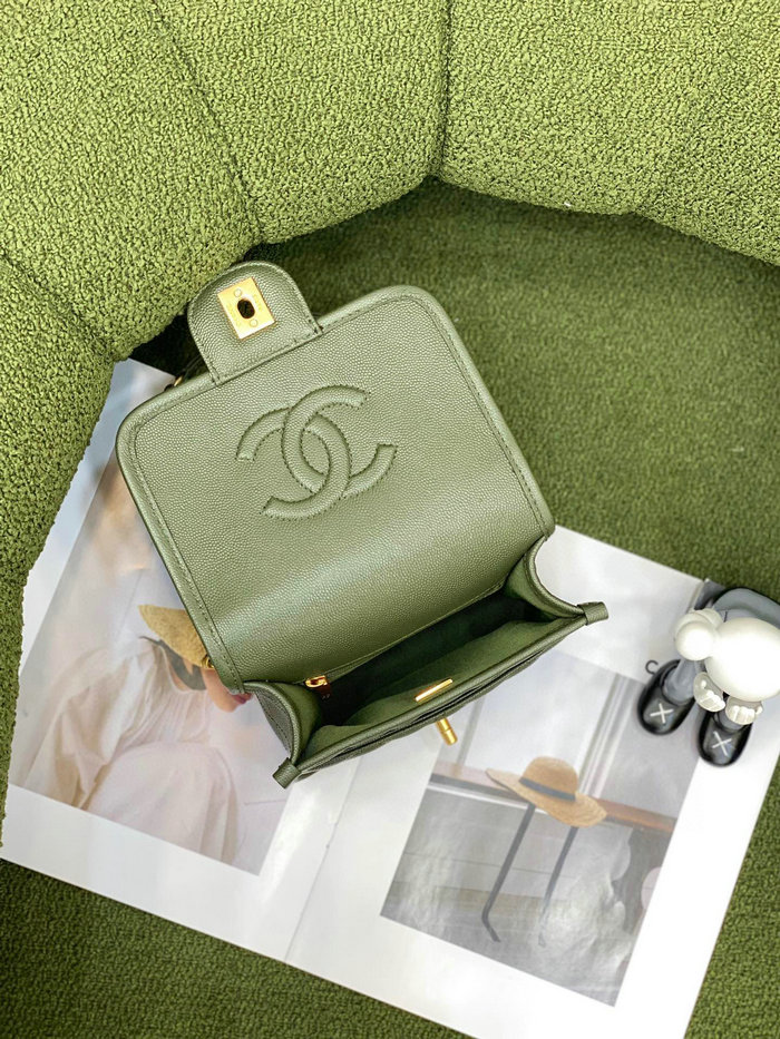 Chanel 22k Mini Flap Bag Green AS3652