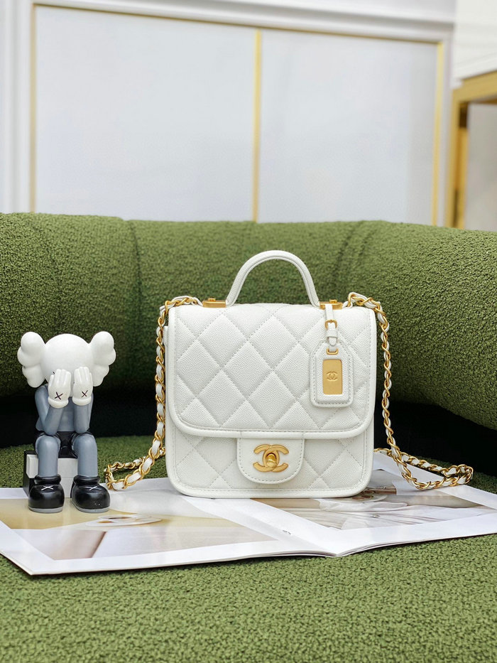 Chanel 22k Mini Flap Bag White AS3652